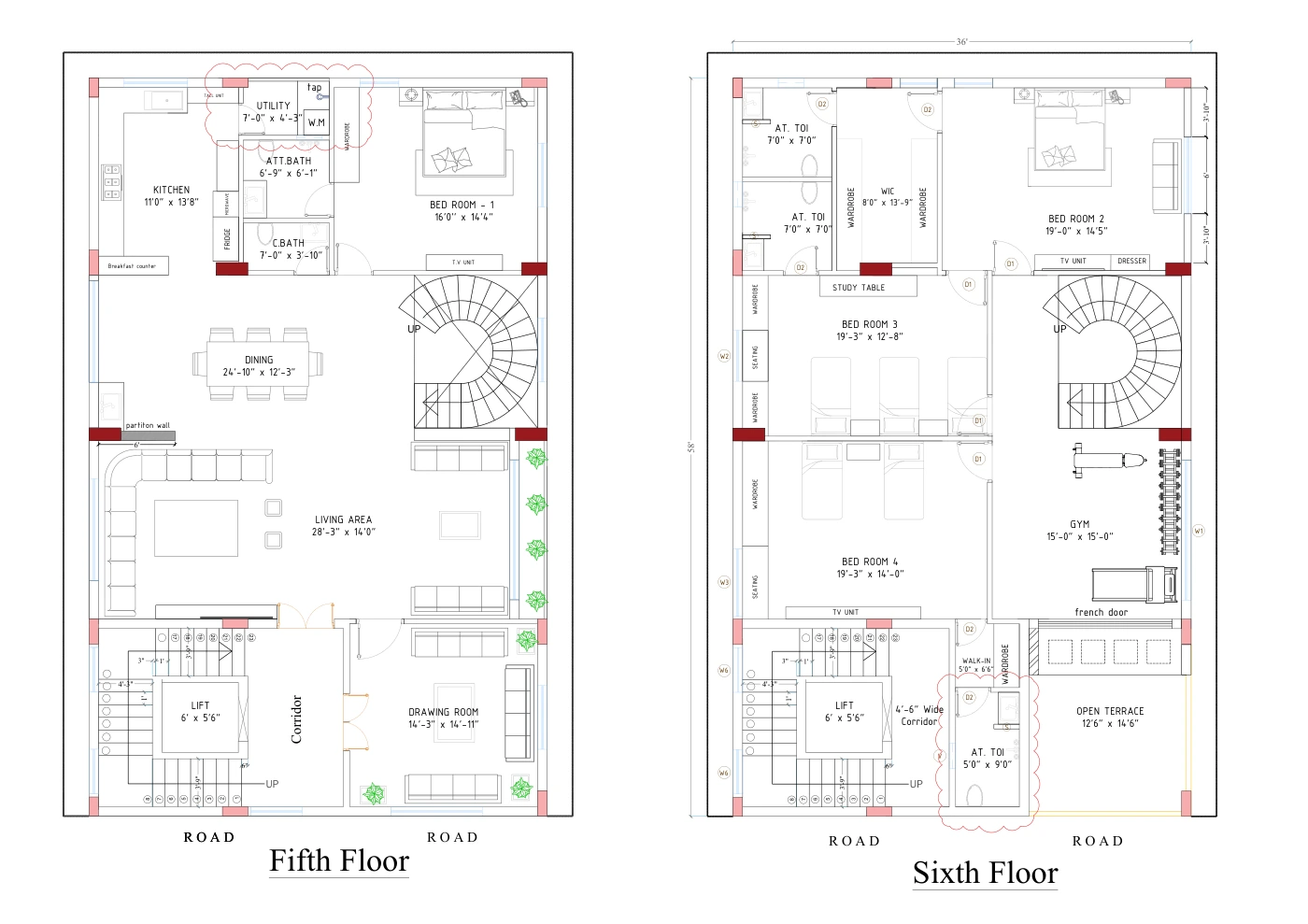 Fifth and sixth floor