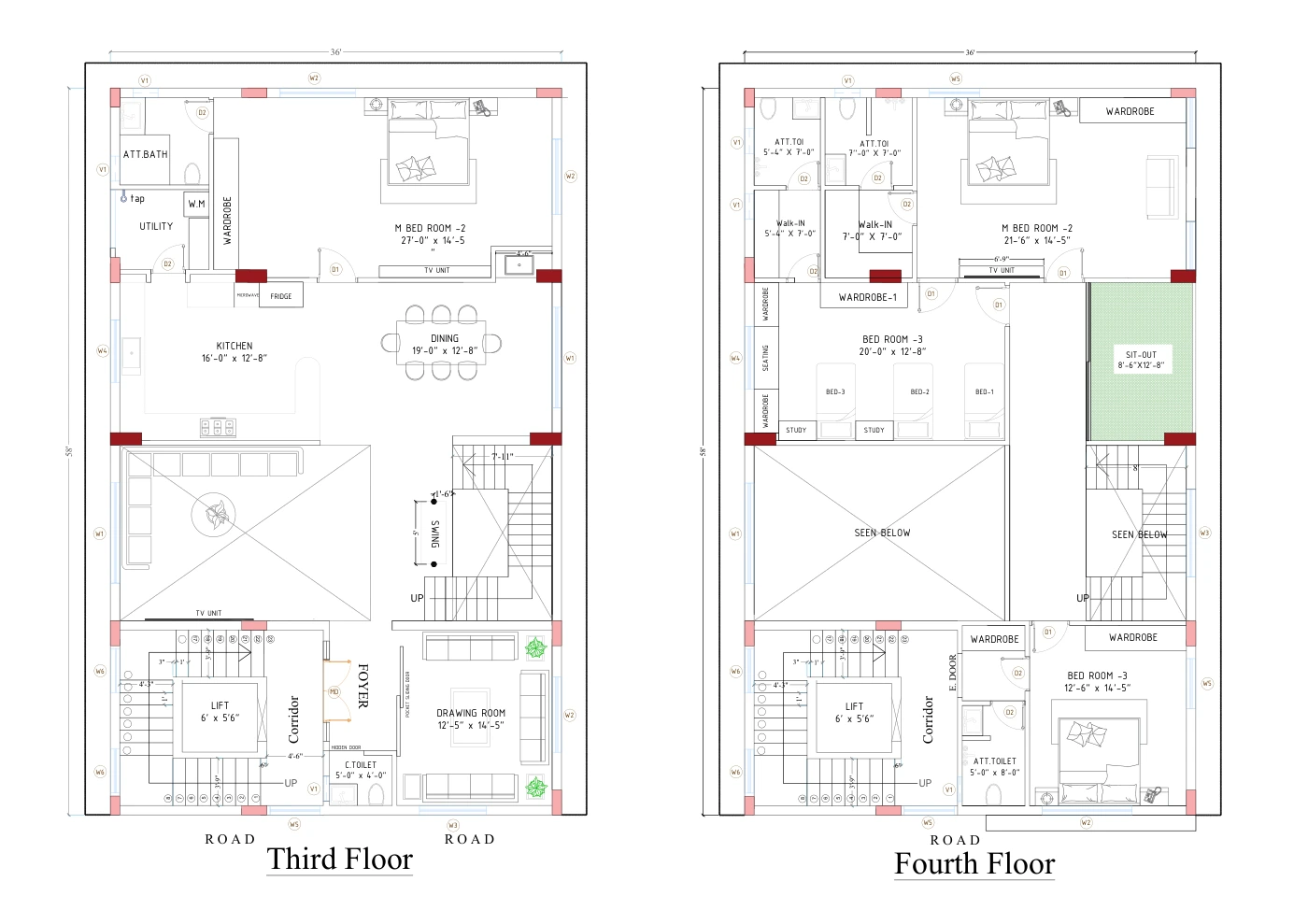 Third and fourth floor